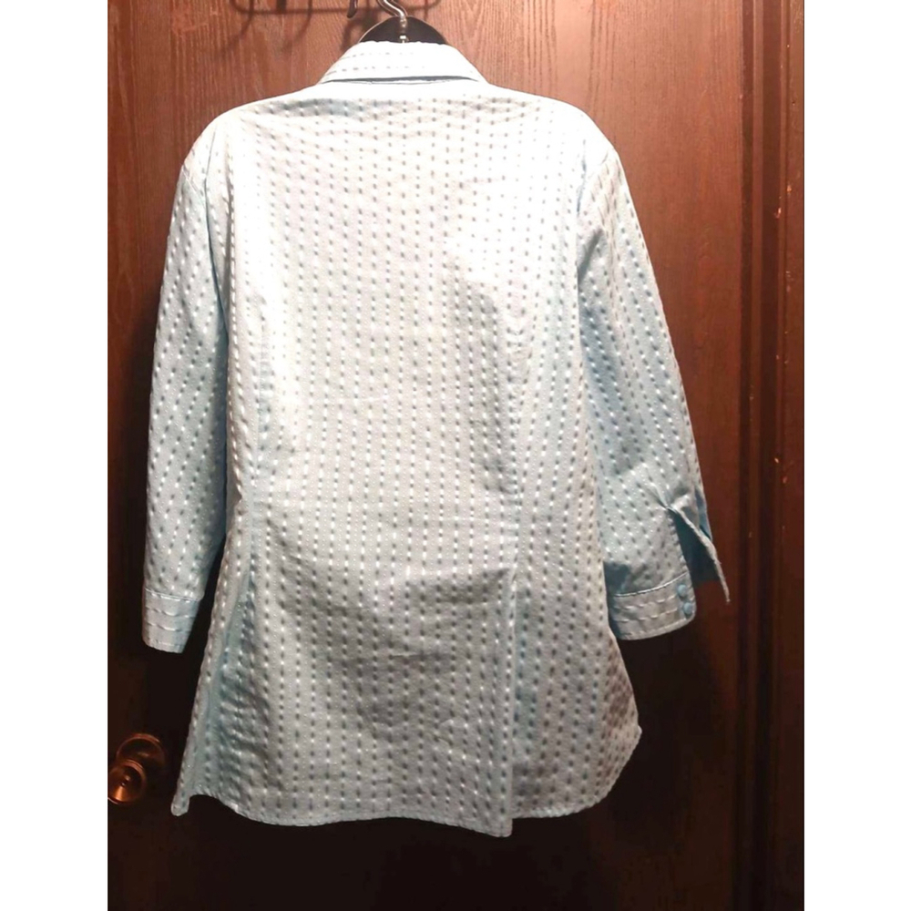 Croft & Barrow Women's Baby Blue & White Patterned Button-Down Shirt - Size 2X - - Picture 8 of 8